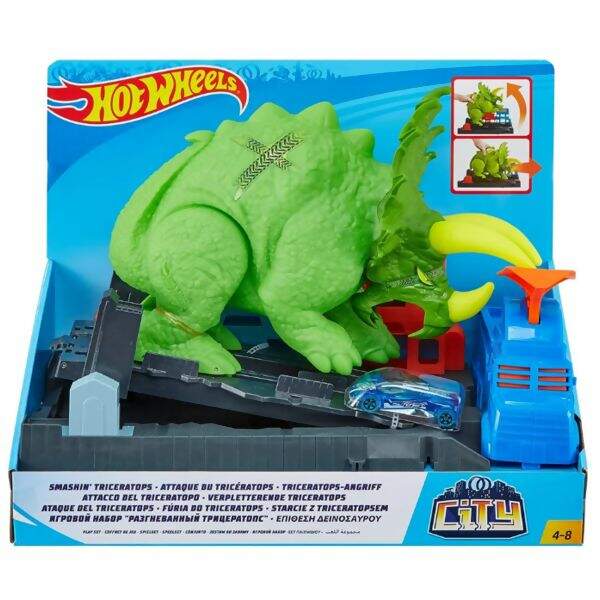 Brinquedos - Pista Hot Wheels City Ataque de Triceratops - Mattel